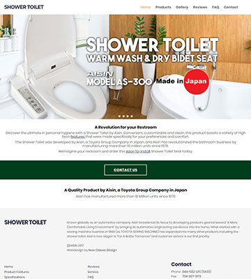 AISHIN USA｜”多言語サイト制作”｜トイレメーカー様（Shower Toilet）